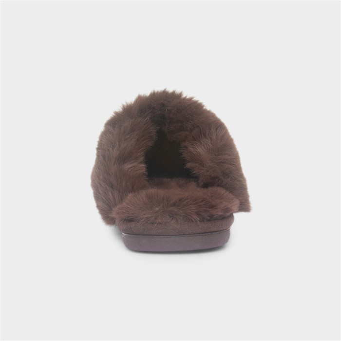 Inaya Womens Brown Mule Faux Fur Slipper