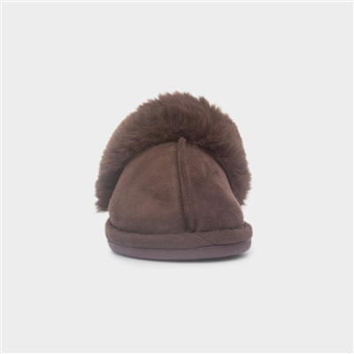 Inaya Womens Brown Mule Faux Fur Slipper