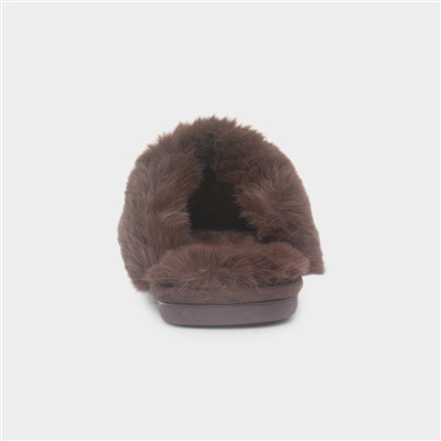 Inaya Womens Brown Mule Faux Fur Slipper