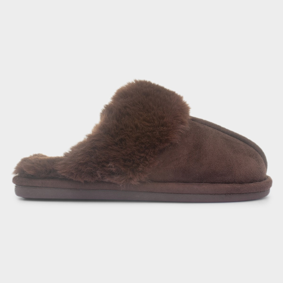 Inaya Womens Brown Mule Faux Fur Slipper