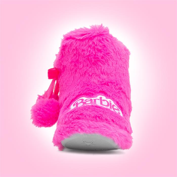 Kids Pink Fuchsia Fluffy Slipper Boot
