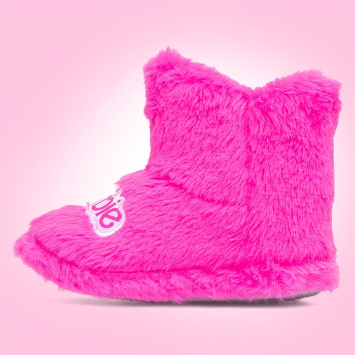 Kids Pink Fuchsia Fluffy Slipper Boot