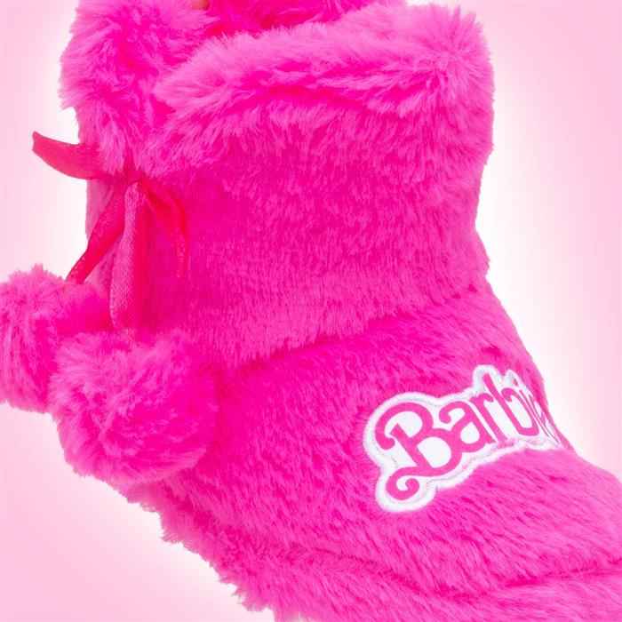 Kids Pink Fuchsia Fluffy Slipper Boot