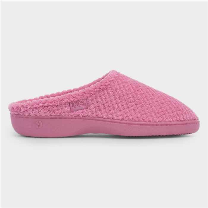 Totes Women's Pink Popcorn Terry Mule Slippers Size 6