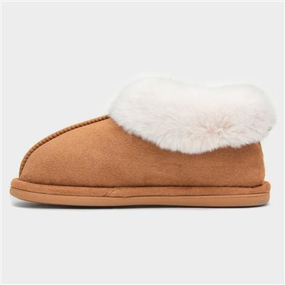 Womens Chestnut Faux Fur Lined Full Slipper