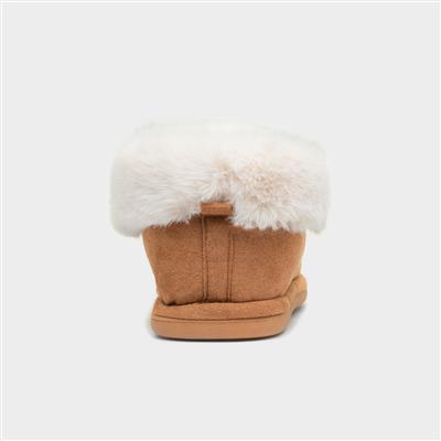 Womens Chestnut Faux Fur Lined Full Slipper