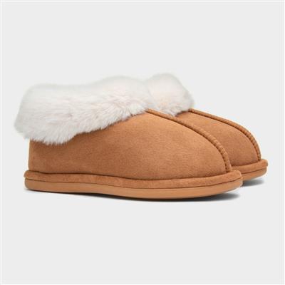 Womens Chestnut Faux Fur Lined Full Slipper