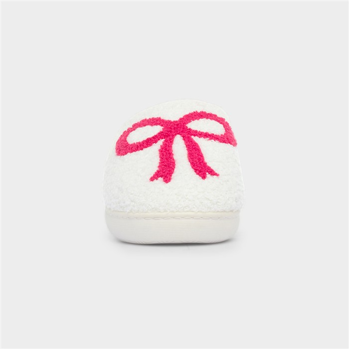 Womens Cream Bow Slipper
