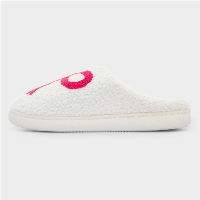 Womens Cream Bow Slipper