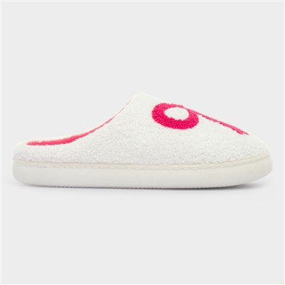 Womens Cream Bow Slipper