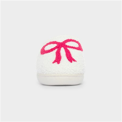 Womens Cream Bow Slipper