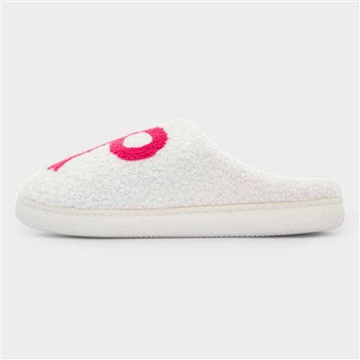 Womens Cream Bow Slipper