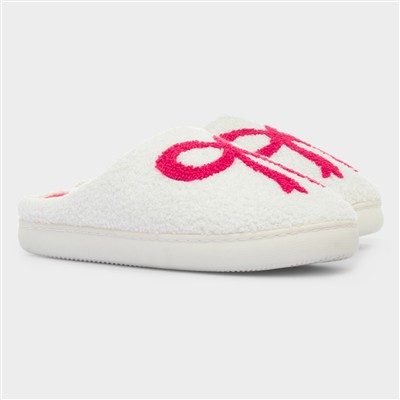 Womens Cream Bow Slipper