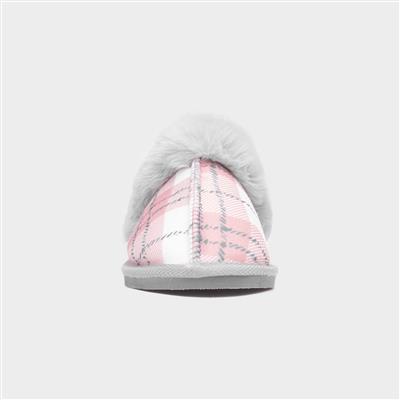 Albany Womens Grey Tartan Mule Slipper