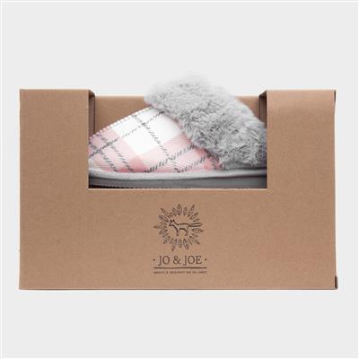 Albany Womens Grey Tartan Mule Slipper