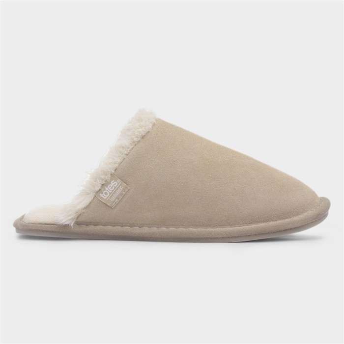 Totes Women's Beige Sand Suede Mule Slipper Size 4