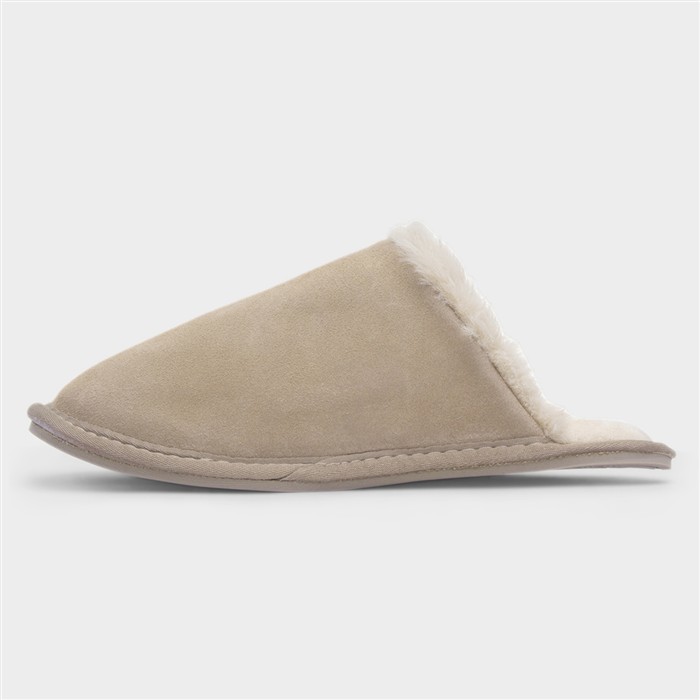 Womens Sand Suede Mule Slipper