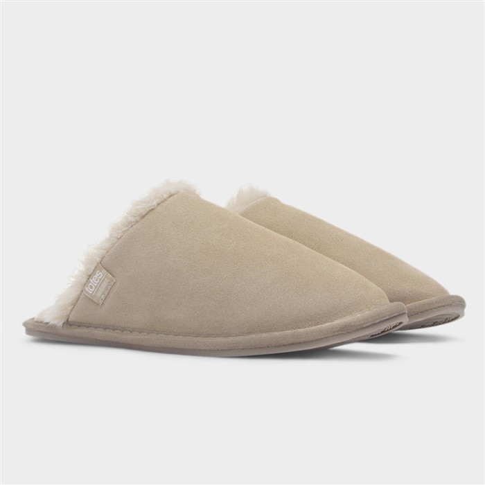 Womens Sand Suede Mule Slipper