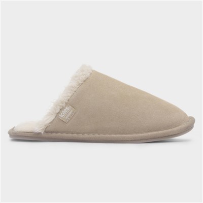 Womens Sand Suede Mule Slipper