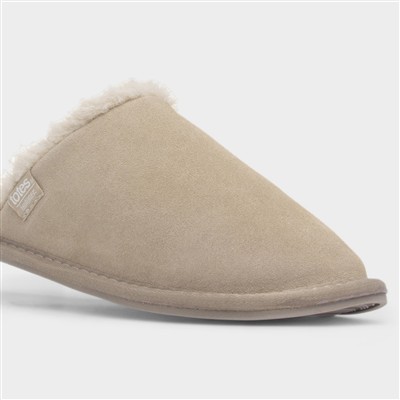 Womens Sand Suede Mule Slipper
