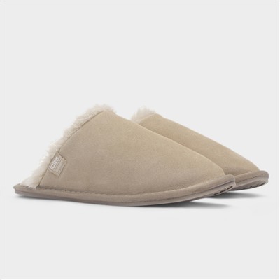 Womens Sand Suede Mule Slipper