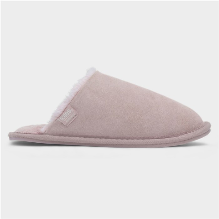 Womens Pink Suede Mule Slipper