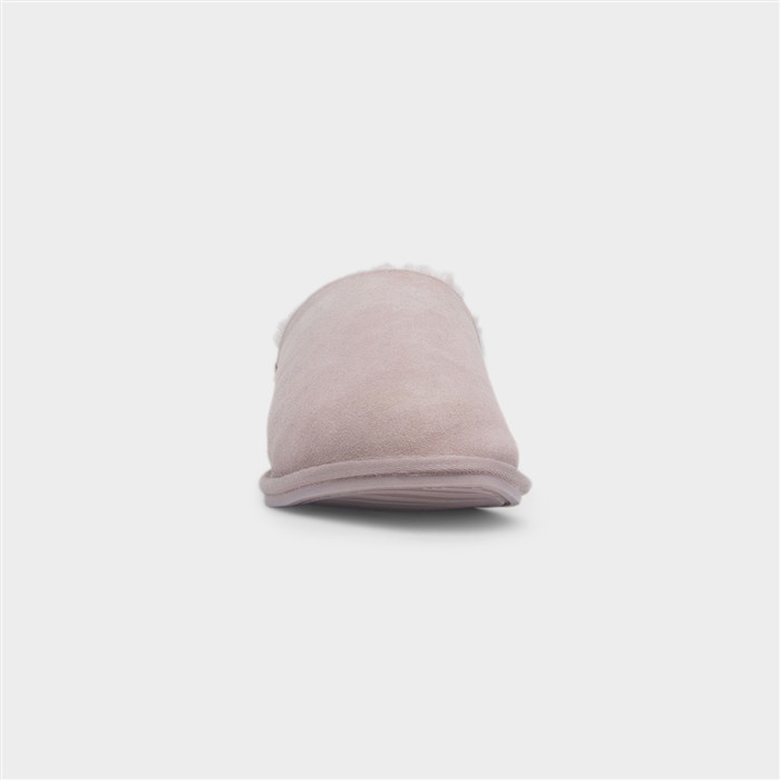 Womens Pink Suede Mule Slipper
