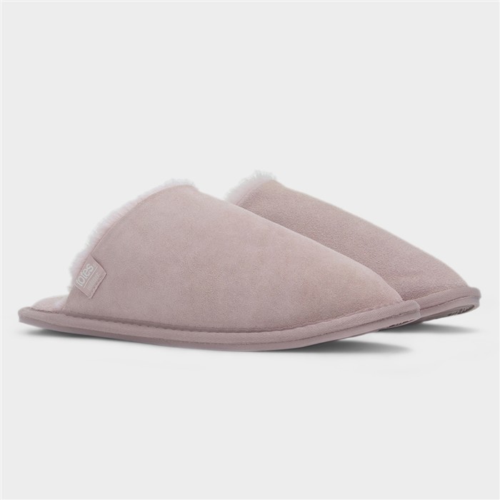 Womens Pink Suede Mule Slipper