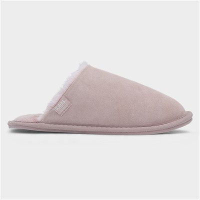Womens Pink Suede Mule Slipper