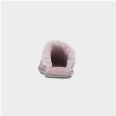 Womens Pink Suede Mule Slipper