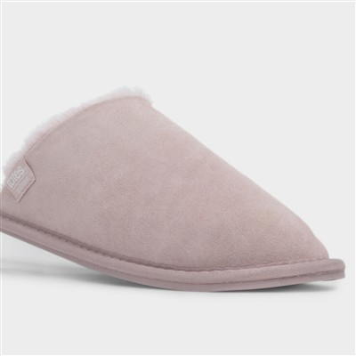 Womens Pink Suede Mule Slipper