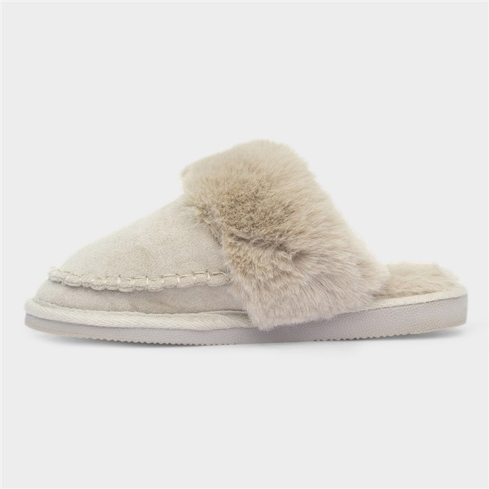 Lily Womens Taupe Mule Slip On Slipper