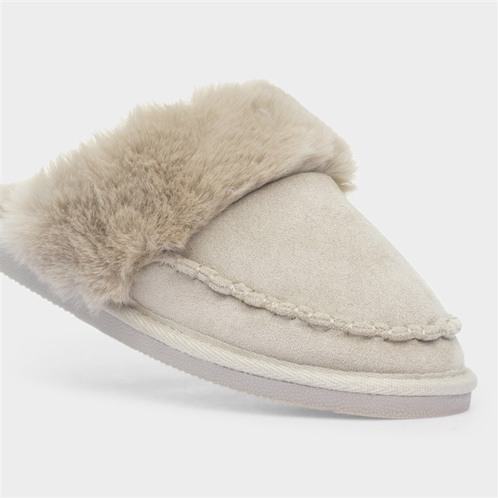 Lily Womens Taupe Mule Slip On Slipper