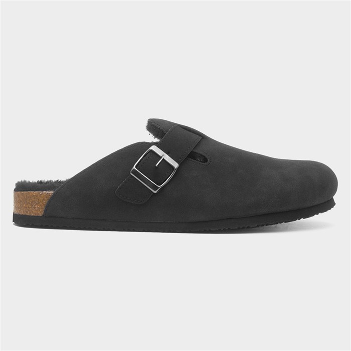 Pappy Mens Black Faux Fur Clog