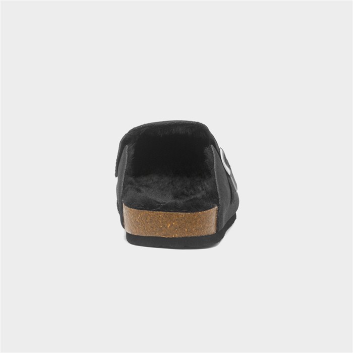 Pappy Mens Black Faux Fur Clog