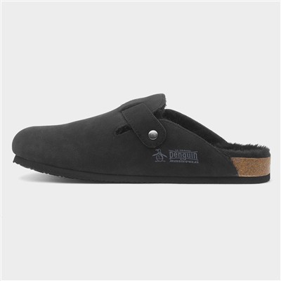 Pappy Mens Black Faux Fur Clog