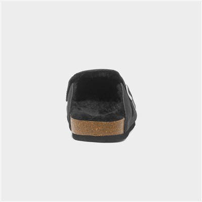 Pappy Mens Black Faux Fur Clog
