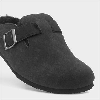 Pappy Mens Black Faux Fur Clog