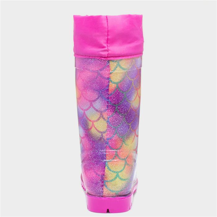 Girls Multi Rainbow Mermaid Glitter Welly