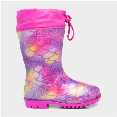 Kids Mist Rainbow Mermaid Glitter Welly