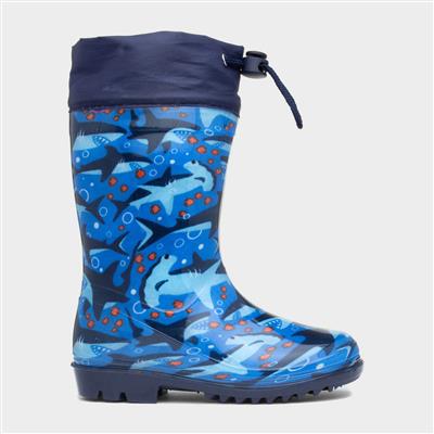 Kids Splash Navy Shark Welly