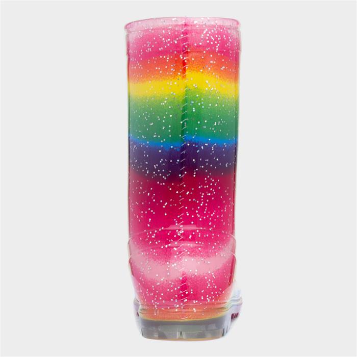 Girls Multi Rainbow Striped Glitter Welly