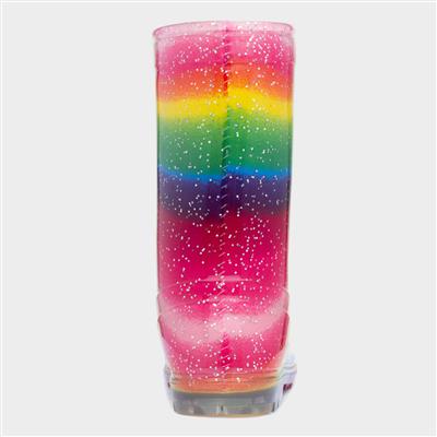 Girls Multi Rainbow Glitter Welly