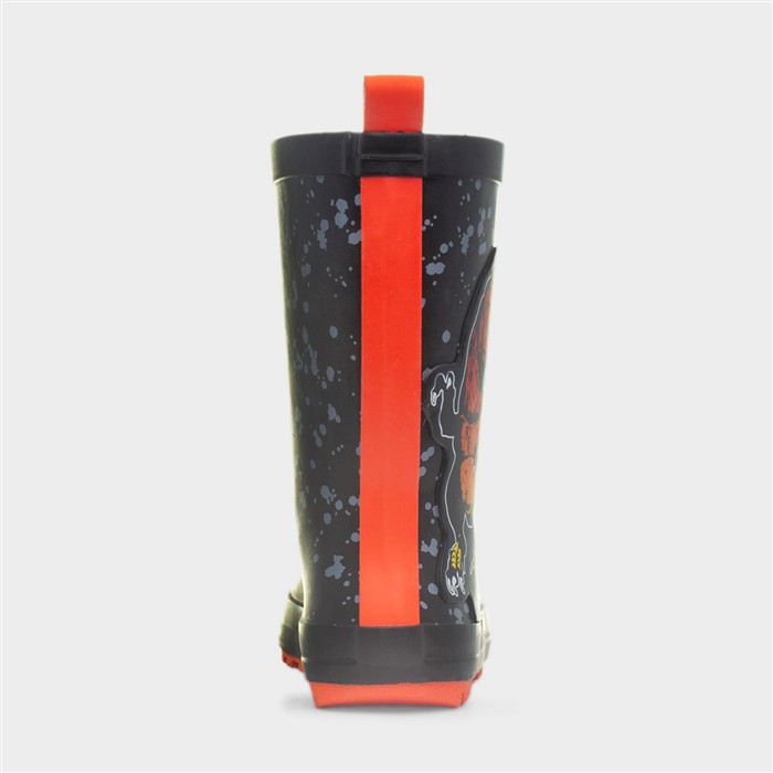 Boys Black and Red Dinosaur Welly