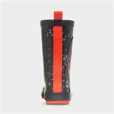 Boys Black and Red Dinosaur Welly