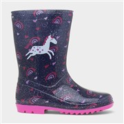 Girls Blue Glitter Unicorn Welly (Click For Details)
