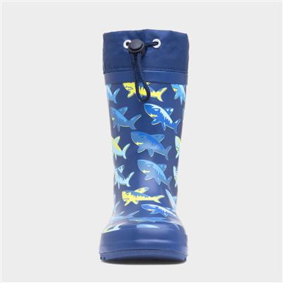 Thunder Boys Blue Rubber Shark Welly
