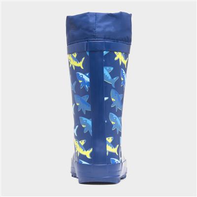 Thunder Boys Blue Rubber Shark Welly