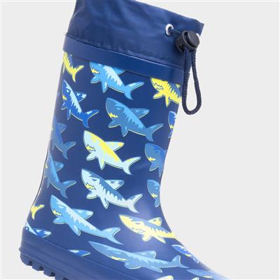 Thunder Boys Blue Rubber Shark Welly