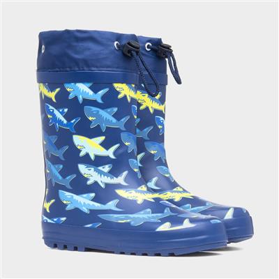 Thunder Boys Blue Rubber Shark Welly